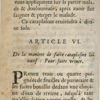 0400 - Page 340 - Article VI. De la maniere de faire cataplasme laxatif: pour faire uriner