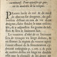 0415 - Page 355 - Article I. De la maniere de faire liniment anodin carminatif: pour appaiser & guerir les douleurs de la colique