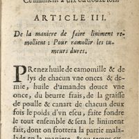 0417 - Page 357 - Article III. De la maniere de faire liniment remollient: pour ramollir les tumeurs dures