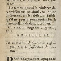 0450 - Page 390 - Article II. De la maniere de faire cerat hysterique, pour la suffocation de matrice