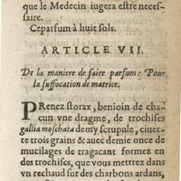 0505 - Page 445 - Article VII. De la maniere de preparer un parfum: pour la suffocation de matrice