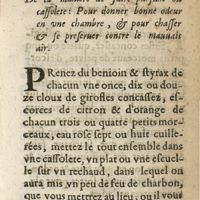 0507 - Page 447 - Article VIII. De la maniere de preparer un parfum ou cassolete: pour donner bonne odeur en une chambre, & pour chasser & se preseruer contre le mauuais air