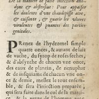 0513 - Page 453 - Article II. De la maniere de faire iniection anodyne & abstersiue: pour appaiser les douleurs d'une cheudepisse acre, & cuisante, & guarir les ulceres virulentes & puantes des parties genitales