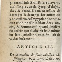 0514 - Page 454 - Article III. De la maniere de faire iniection adstringente: pour arrester le flux excessif des mois des femmes
