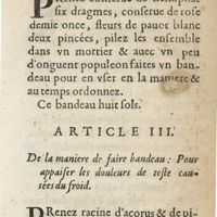 0521 - Page 461 - Article III. De la maniere de faire bandeau: pour appaiser les douleurs de teste causées du froid