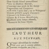 0018 - Page XIV - Acrostiche sur le nom de l'Autheur / L'Autheur aux scavans