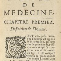 0021 - Page 1 - Traité de Medecine. Chapitre premier. Definition de l'homme