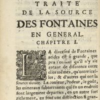 0014 - Page sans numérotation - Traité de la source des Fontaines en general. Chapitre I