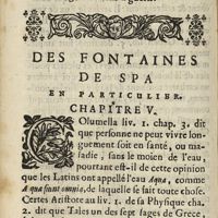 0050 - Page sans numérotation - Des Fontaines de Spa en particulier. Chapitre V