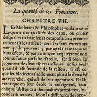 0077 - Page sans numérotation - La qualité de ces Fontaines. Chapitre VII