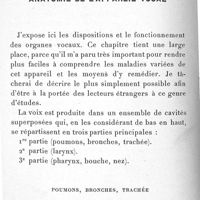 0034 - Page 30 - Deuxième partie. Anatomie de l'appareil vocal. -Poumons, bronches, trachée