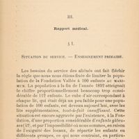 0110 - Page 109 - III - Rapport médical. §1) Situation du service – Enseignement primaire