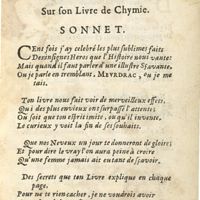 0013 - Page sans numérotation - A Mademoiselle Meurdrac, sur son Livre de Chymie. Sonnet