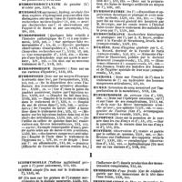 0030 - Page 30 - Table générale et alphabétique des matières contenues dans les volumes XIII à XXIV inclusivement du bulletin général de thérapeutique médicale et chirurgicale. Hydrocyanique. / Hydroferrocyanate. / Hydrogène. / Hydrophobie. / Hydrophobique. / Hydropisies. / Hydrosulfate. / Hydrosupathie. / Hydrothérapie. / Hygiène. / Hygroma. / Hymen. / Hypertrophie. / Hypopyon. / Hystérie. / Ichthyocolle. / Ictère. / If. / Iléus. / Iliaque primitive. / Imagination. / Immersions. / Imperforation. / Impétigo. / Impuissance