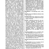 0036 - Page 36 - Table générale et alphabétique des matières contenues dans les volumes XIII à XXIV inclusivement du bulletin général de thérapeutique médicale et chirurgicale. Maladies. / Malheurs. / Marins. / Marronnier. / Marsh. / Maschaliatrie. / Massage. / Mastic. / Mastication. / Masturbation. / Matière