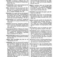 0039 - Page 39 - Table générale et alphabétique des matières contenues dans les volumes XIII à XXIV inclusivement du bulletin général de thérapeutique médicale et chirurgicale. Métrorrhagie. / Miasmes. / Microscope. / Miel. / Moignon. / Molluscum. / Monesia. / Monstruosités. / Montpellier. / Moral des malades. / Morphine. / Mort. / Mortalité. / Morue. / Morve. / Mouches. / Moutarde. / Moxas. / Mucilage. / Muqueuse. / Muriate. / Musc. / Muscles. / Musée