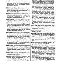0053 - Page 53 - Table générale et alphabétique des matières contenues dans les volumes XIII à XXIV inclusivement du bulletin général de thérapeutique médicale et chirurgicale. Résorption. / Respiration. / Restauration. / Rétention. / Rétine. / Rétraction. / Rétrécissement. / Réunion. / Revaccinations. / Révulsifs. / Révulsion. / Rhumatisme. / Rhumatisants. / Ricin. / Rotule. / Rougeole. / Rue. / Rupture