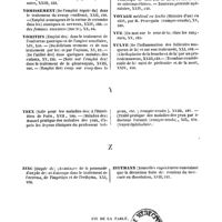0067 - Page 67 - Table générale et alphabétique des matières contenues dans les volumes XIII à XXIV inclusivement du bulletin général de thérapeutique médicale et chirurgicale. Voile du palais. / Vomique. / Vomissement. / Vomitifs. / Voûte. / Voyage. / Vue. / Vulve. / Yeux. / Zinc. / Zittmann