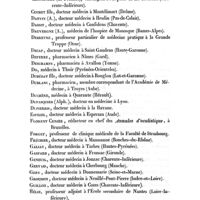 0078 - Page 78 - Médecins chirurgiens et pharmaciens des départements qui ont participé à la rédaction des tomes XIIIme à XXIVme inclusivement du bulletin de thérapeutique par des articles spéciaux ou par des articles de correspondance médicale. Clair. / Claudot. / Coignard. / Cosseret. / Crouigneau (de Fronsac). / Cuchet fils. / Danvin (A.). / Dassit. / Dauvergne (A.). / Debreyne. / Decap. / Deferre. / Deschamps. / Do. / Dubédat fils. / Dublanc. / Duchène. / Dupasquier (Alph.). / Dupierris. / Espezel. / Florent Cunier. / Forget. / Fréchier. / Galiay. / Gaspard. / Geneuil. / Gervais. / Gery. / Groussin. / Guillon. / Hélie. / Hinard. / Hiriart. / Hulard