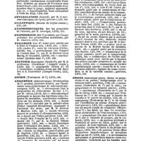 0009 - Page 7 - Table générale et alphabétique des matières contenues dans les volumes LXI à LXXII inclusivement du bulletin général de thérapeutique médicale et chirurgicale. Amputation. / Amygdales. / Amygdalatome. / Analeptique. / Anaphrodisiaques. / Anaphrodisie. / Anasarque. / Anatomie. / Anémie. / Anesthésie. / Anesthésie. / Anesthésiques. / Anévrysmes. / Angine. / Aniline