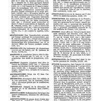 0011 - Page 9 - Table générale et alphabétique des matières contenues dans les volumes LXI à LXXII inclusivement du bulletin général de thérapeutique médicale et chirurgicale. Arséniate. / Arsenic. / Arsénicales. / Arsénicaux. / Arsénite. / Artères. / Artériotomie. / Arthrites. / Artichaut. / Articulaires. / Articulation. / Ascarides. / Ascite. / Aspérule. / Asphyxie. / Assistance. / Association. / Asthme. / Astringents. / Ataxie. / Atropine