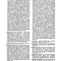 0017 - Page 15 - Table générale et alphabétique des matières contenues dans les volumes LXI à LXXII inclusivement du bulletin général de thérapeutique médicale et chirurgicale. Castoréum. / Cataracte. / Catarrhe. / Cathéter. / Cathétérisme. / Caustique. / Cautère. / Cautérisation. / Cavasse. / Ceinture. / Céphalalgie. / Céphalées. / Céphalaematomes. / Céphalotripsie
