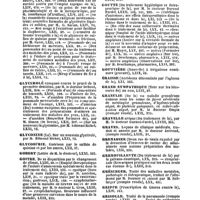 0036 - Page 34 - Table générale et alphabétique des matières contenues dans les volumes LXI à LXXII inclusivement du bulletin général de thérapeutique médicale et chirurgicale. Glucose. / Glycérés. / Glycérine. / Glycérolé. / Glyconine. / Glycosurie. / Gobert. / Goitre. / Gomme. / Gonorrhée. / Gosselin. / Goudron. / Goutte. / Gouttière. / Graisse. / Grand sympathique. / Granulie. / Gravelle. / Graves. / Grenadier. / Grenouillette. / Grésinger. / Grippe. / Grisolle. / Gros et lancereaux. / Grossesse
