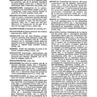0064 - Page 62 - Table générale et alphabétique des matières contenues dans les volumes LXI à LXXII inclusivement du bulletin général de thérapeutique médicale et chirurgicale. Sphincter. / Spina bifida. / Spontanéité. / Staphylome. / Staphyloraphie. / Staphysaigre. / Statistique. / Stérilité. / Stokes. / Stomatite. / Stomatoscopie. / Strabisme. / Strangulation. / Strychnine. / Stylet. / Styrax. / Sublimé. / Succin. / Sucre. / Sueur. / Sulfate
