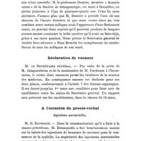 0093 - Page 85 - Société de thérapeutique. Séance du 8 janvier 1902. Mort de M. Destrée. / Déclaration de vacance. / A l'occasion du procès-verbal. Injections mercurielles