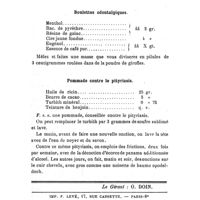 0596 - Page 592 - Formulaire. Boulettes odontalgiques. / Pommade contre le pityriasis
