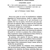 0085 - Page 81 - Leçons de clinique thérapeutique. Traitement de l'artério-sclérose. Cinquième leçon. III. - Les agents médicamenteux. - Les agents physiques. Technique et résultats du traitement dans deux cas d'artério-sclérose, par le Professeur Albert Robin