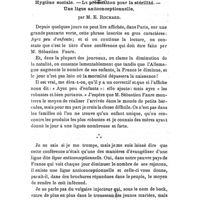 0117 - Page 113 - Chronique. Hygiène sociale. - La prédication pour la stérilité. - Une ligue anticonceptionnelle, par M. E. Rochard