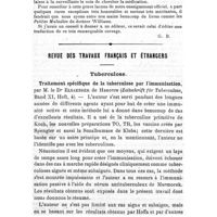0156 - Page 152 - Bibliographie. Minor maladies and their treatement, par Léonard Williams... (Baillière, Tindall et Compagnie..., Londres). / Revue des travaux français et étrangers. Tuberculose. Traitement spécifique de la tuberculose par l'immunisation, par M. le Dr Elsaesser... (Zeitschrift für Tuberculose, Band XI, Heft, 4)