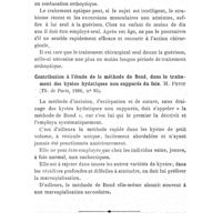 0195 - Page 191 - Revue des thèses. Par Mme P. Laborie. Etude clinique sur le traitement opératoire du strabisme concomitant interne. M. Delbarre (1906). / Contribution à l'étude de la méthode de Bond, dans le traitement des kystes hydatiques non suppurés du foie. M. Petit (1906)