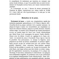 0320 - Page 316 - Revue des travaux français et étrangers. Thérapeutique médicale. Le sérum antidiphtérique dans le traitement de l'érysipèle, par le Dr N. Federici (Gazz. d. Ospedali, n° 126, 1907). / Maladies de la peau. Traitement du lupus