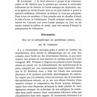 0403 - Page 395 - Société de thérapeutique. Séance du 26 février 1908. A l'occasion du procès-verbal. III. - Sur une urine présentant quelques réactions des albumines acétosolubles, par M. Mascré... (Note présentée par M. H. Barbier...). / Discussion. Note sur la radiumthérapie des épithéliomes cutanés, par M. Leredde