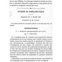 0467 - Page 457 - Thérapeutique chirurgicale. La subtotale totalisée, par le Dr E. Rochard... / Société de thérapeutique. Séance du 11 mars 1908. / Communications. I. - Recherches pharmacologiques sur le gui, par J. Chevalier