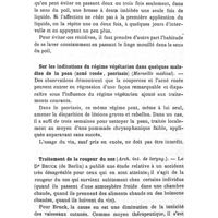 0577 - Page 557 - Revue des travaux français et étrangers. Maladies de la peau. Un cas de guérison de trichorrexis nodosa. / Sur les indications du régime végétarien dans quelques maladies de la peau (acné rosée, psoriasis) (Marseille médical). / Traitement de la rougeur du nez (Arch. int. de laryng.)