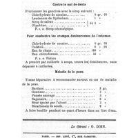 0580 - Page 560 - Formulaire. Contre le mal de dents. / Pour combattre les crampes douloureuses de l'estomac. / Maladie de la peau