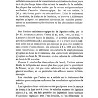0740 - Page 716 - Revue des travaux français et étrangers. Maladies vénériennes. Traitement de l'infection blennorragique avec un sérum spécifique. / Sur l'action antiblennorragique de la ligosine sodée, par le Dr Fr. Angelillo (Rivista Veneta di Sc. med., 1907, 15 mai)