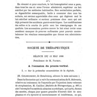 0801 - Page 777 - Hygiène alimentaire. Sur un nouveau procédé de préparation du lait, par le Dr H. Bouquet. / Société de thérapeutique. Séance du 13 mai 1908. A l'occasion du procès-verbal. I. - Sur la prétendue accumulation de la digitale