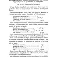 0837 - Page 813 - Thérapeutique médicale. De l'emploi de l'eau alcaline-phosphatée dans les troubles dyspeptiques et en particulier la constipation, par le Dr P. Barrère..
