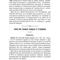 0852 - Page 828 - Revue de thérapeutique étrangère. Diverses applications du dymal. / Revue des travaux français et étrangers. Pédiatrie. Enfant né à six mois ayant survécu (Ann. méd. chir. Liège)