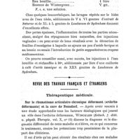 0896 - Page 872 - Carnet du praticien, par le Dr Charles Amat. Traitement de la leucorrhée des jeunes filles. (Dalché.). / Revue des travaux français et étrangers. Thérapeutique médicale. Sur le rhumatisme articulaire chronique déformant (arthrite déformante) et la cure de Nenndorf