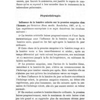 0898 - Page 874 - Revue des travaux français et étrangers. Thérapeutique médicale. L'ozone dans le traitement de la phtisie. / Physiothérapie. Influence de la lumière colorée sur la pression sanguine chez l'homme, par Spirtow (Russ. mediz. Rundschau, 1907, n° 2)