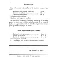 0936 - Page 912 - Formulaire. Bain sulfureux. / Pilules ferrugineuses contre l'anémie