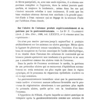 0081 - Page 77 - Revue des travaux français et étrangers. Thérapeutique chirurgicale. La teinture d'iode employée dans la fièvre puerpérale, par A. Mergari (Soc. med. clinic. Anconitana, 6e réunion). / Sur l'ulcère de l'estomac produit expérimentalement et sa guérison par la gastroentérostomie