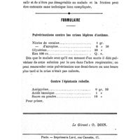 0116 - Page 112 - Revue des travaux français et étrangers. Pharmacologie. Nouveau savon mercuriel pour frictions. / Formulaire. Pulvérisations contre les crises légères d'asthme. / Contre l'épistaxis rebelle