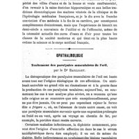 0122 - Page 118 - Variétés. A propos de la médecine thermale : Un point de déontologie, par le Dr Jules Félix... / Ophthalmologie. Traitement des paralysies musculaires de l'oeil, par le Dr Bailliart