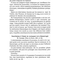 0159 - Page 155 - Revue des thèses, par Mme P. Labobie. Action de l'arsenic sur le sang et les organes hématopoiëtiques. Etude expérimentale. M. Louis Bloch (1908). / Contribution à l'étude du traitement de la blennorragie. M. Cremer (1907)